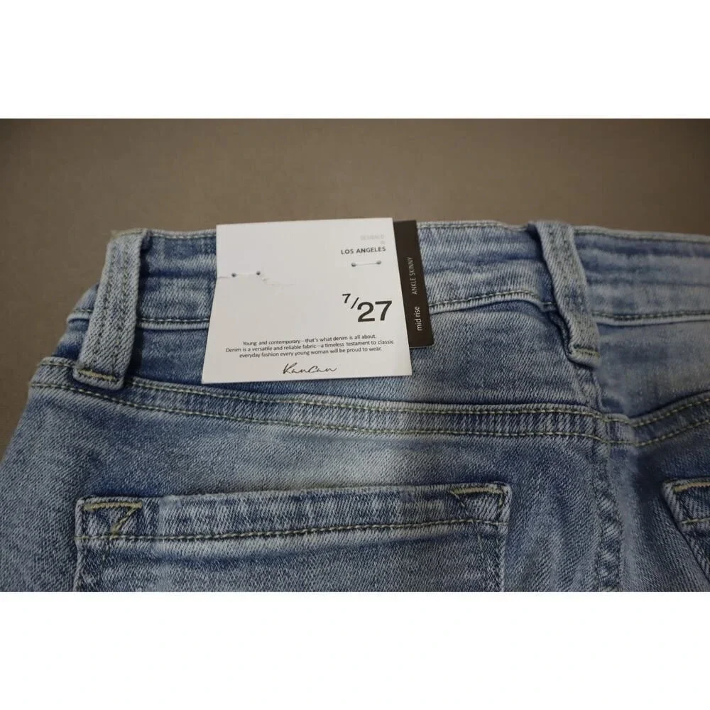 Kancan Mid Rise Ankle Skinny‎ Ripped Light Denim Jeans Size 7/27